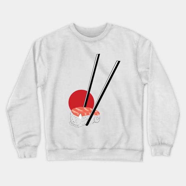 Cat Sushi Japanese Food Lovers | Passion Crewneck Sweatshirt by Art by Ergate